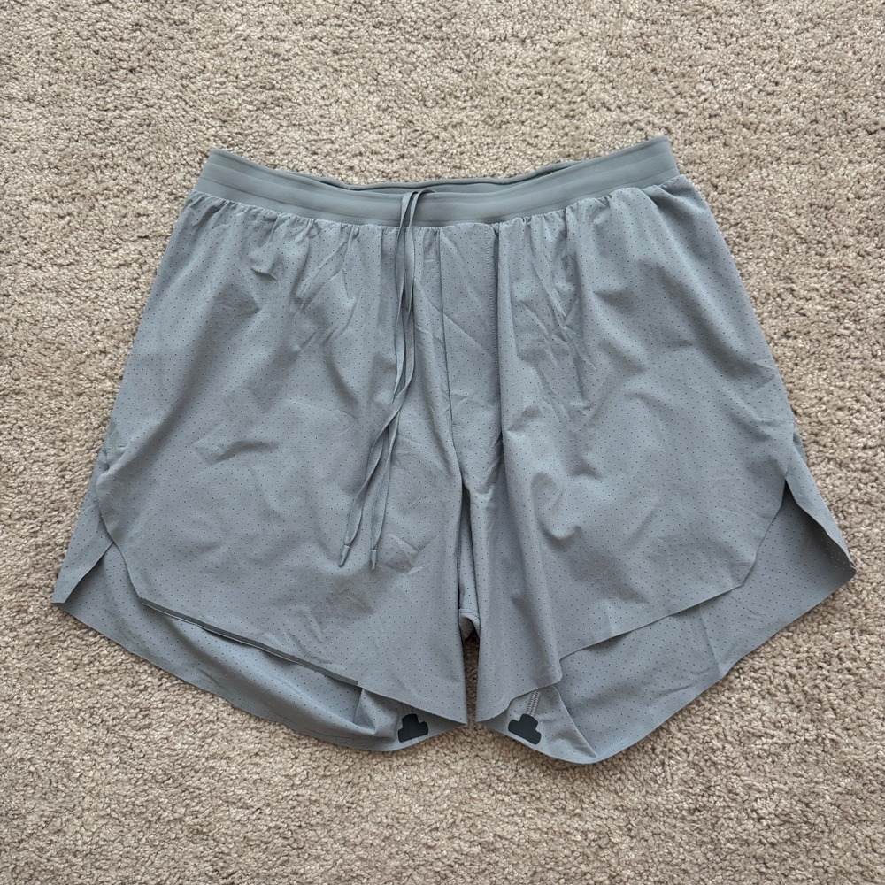Lululemon Fast and Free Lined Short 6" Men Grey Running Workout M LM7AU8S